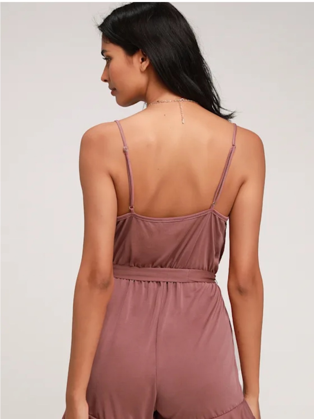 Katelyn Rusty Rose Ruffled Surplice Romper - Picture 3 of 3